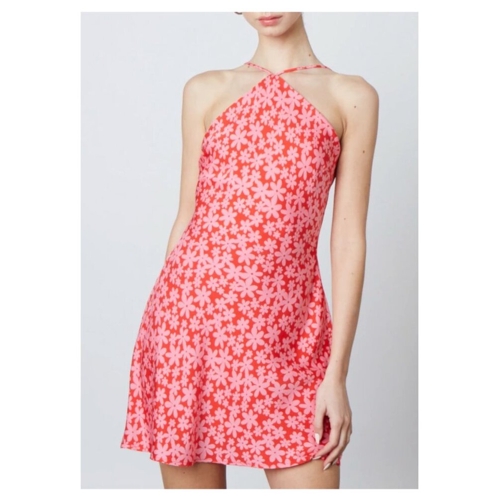 Rochelle's Boutique Floral Halter Mini Dress (Size Large)